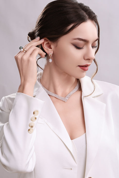 Baroque Edison Pearl Peach Zirconia Halo Earrings